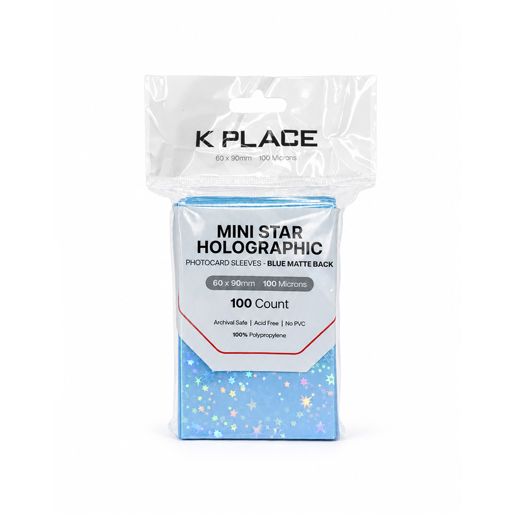 Mini Star Holographic Photocard Sleeves Blue Matte Back 60 × 90mm 100 Microns 100 Count - Main Image 2