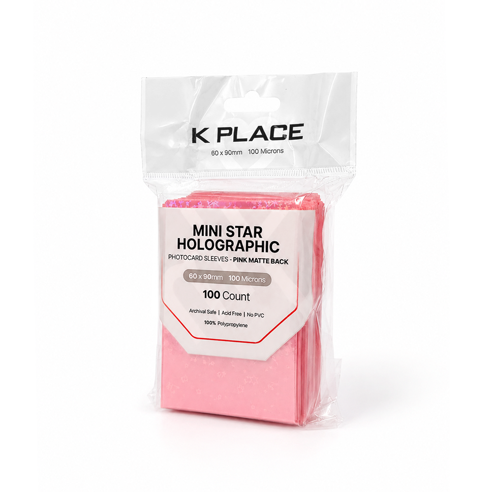 Mini Star Holographic Photocard Sleeves Pink Matte Back 60 × 90mm 100 Microns 100 Count - Main Image 2