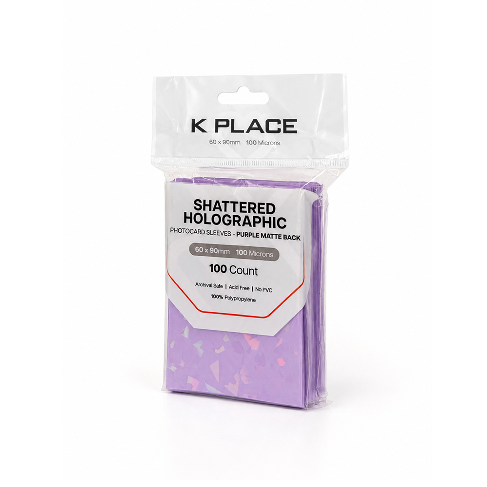 Shattered Holographic Photocard Sleeves Purple Matte Back 60 × 90mm 100 Microns 100 Count - Main Image