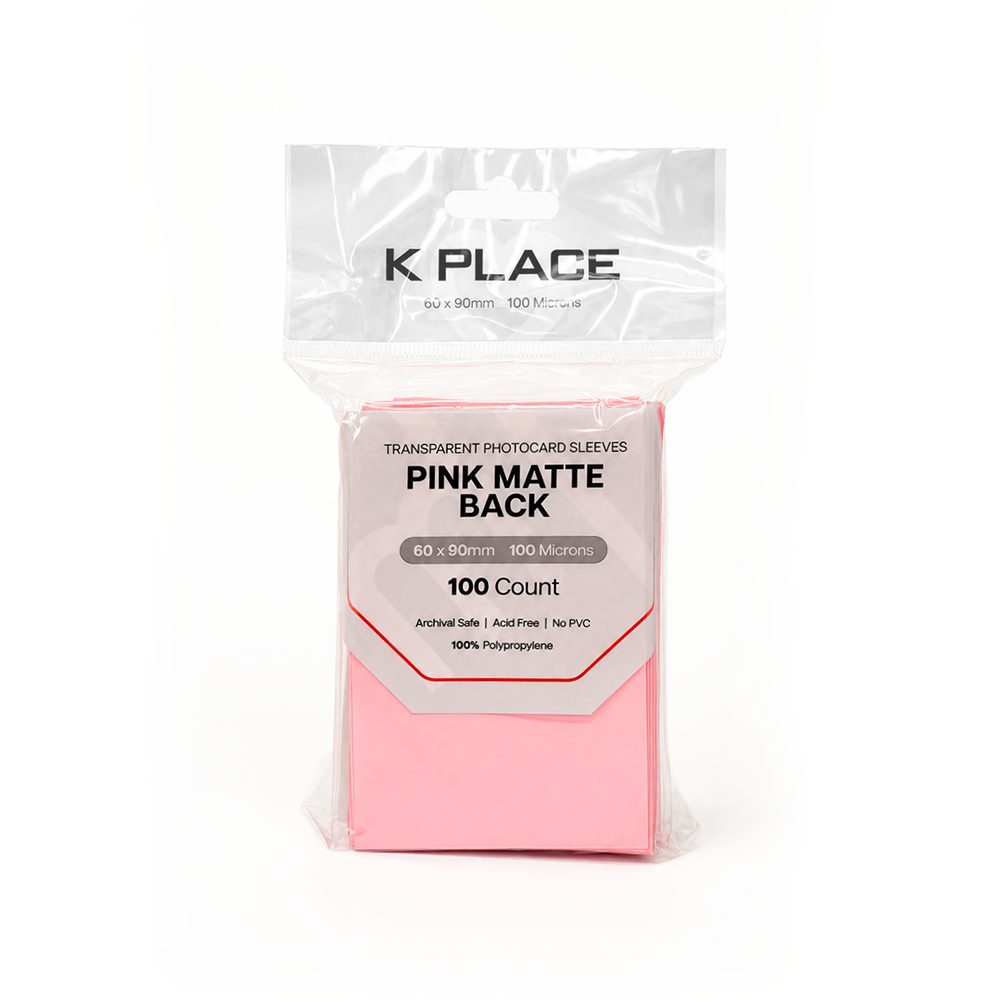 Transparent Photocard Sleeves Pink Matte Back 60 x 90mm 100 Microns 100 Count - Main Image 2