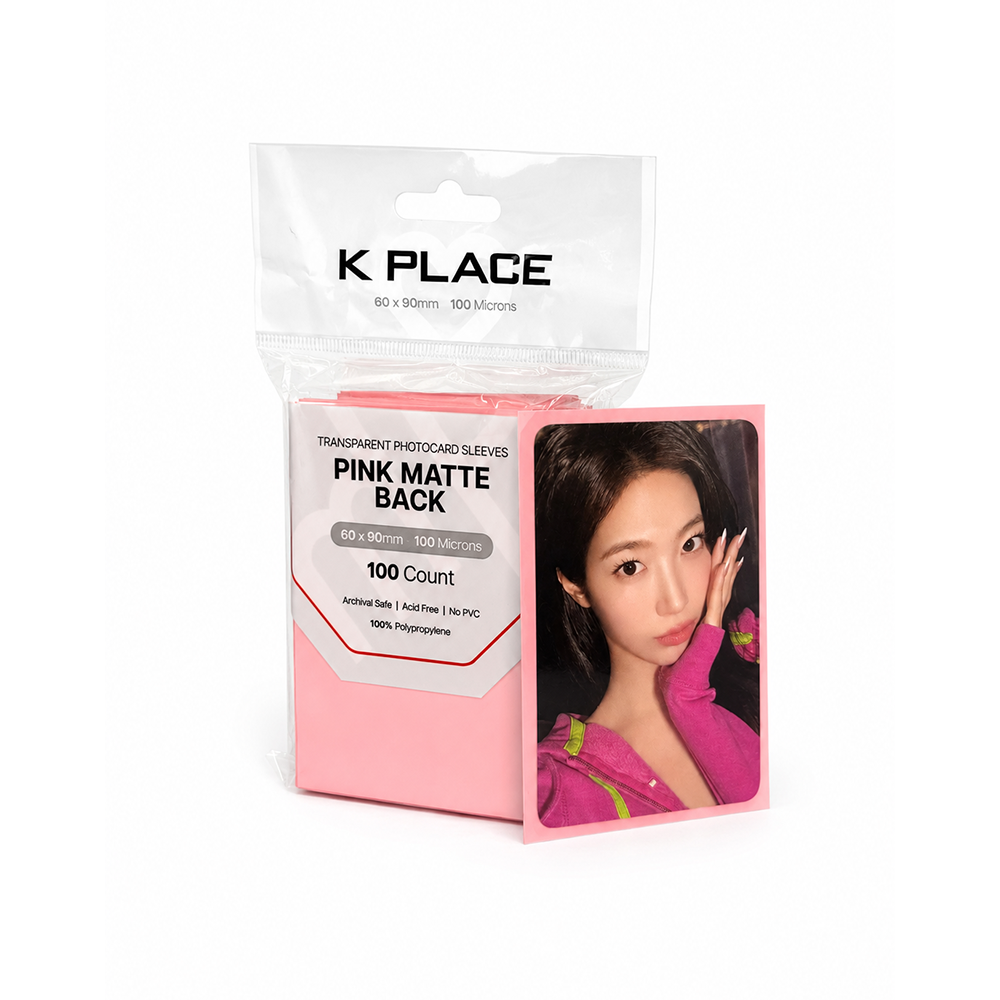 Transparent Photocard Sleeves Pink Matte Back 60 x 90mm 100 Microns 100 Count - Main Image 3