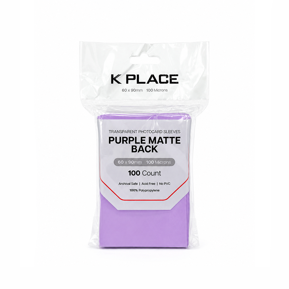 Transparent Photocard Sleeves Purple Matte Back 60 x 90mm 100 Microns 100 Count - Main Image 2