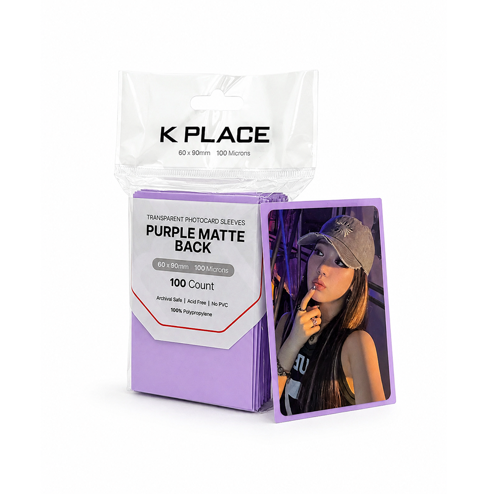 Transparent Photocard Sleeves Purple Matte Back 60 x 90mm 100 Microns 100 Count - Main Image 3