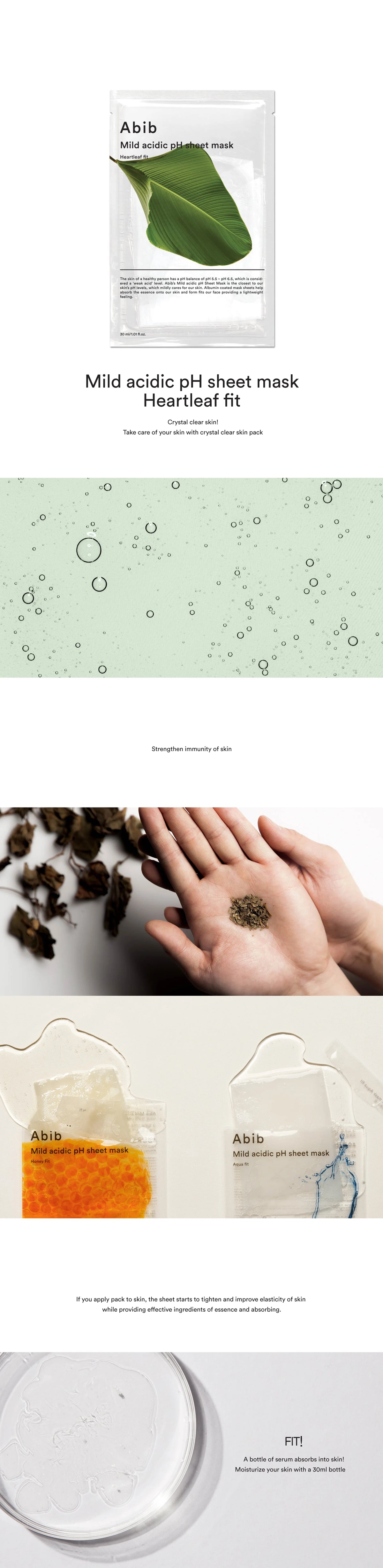 Abib - Mild Acidic Ph Sheet Mask Heartleaf Fit gallery image 1