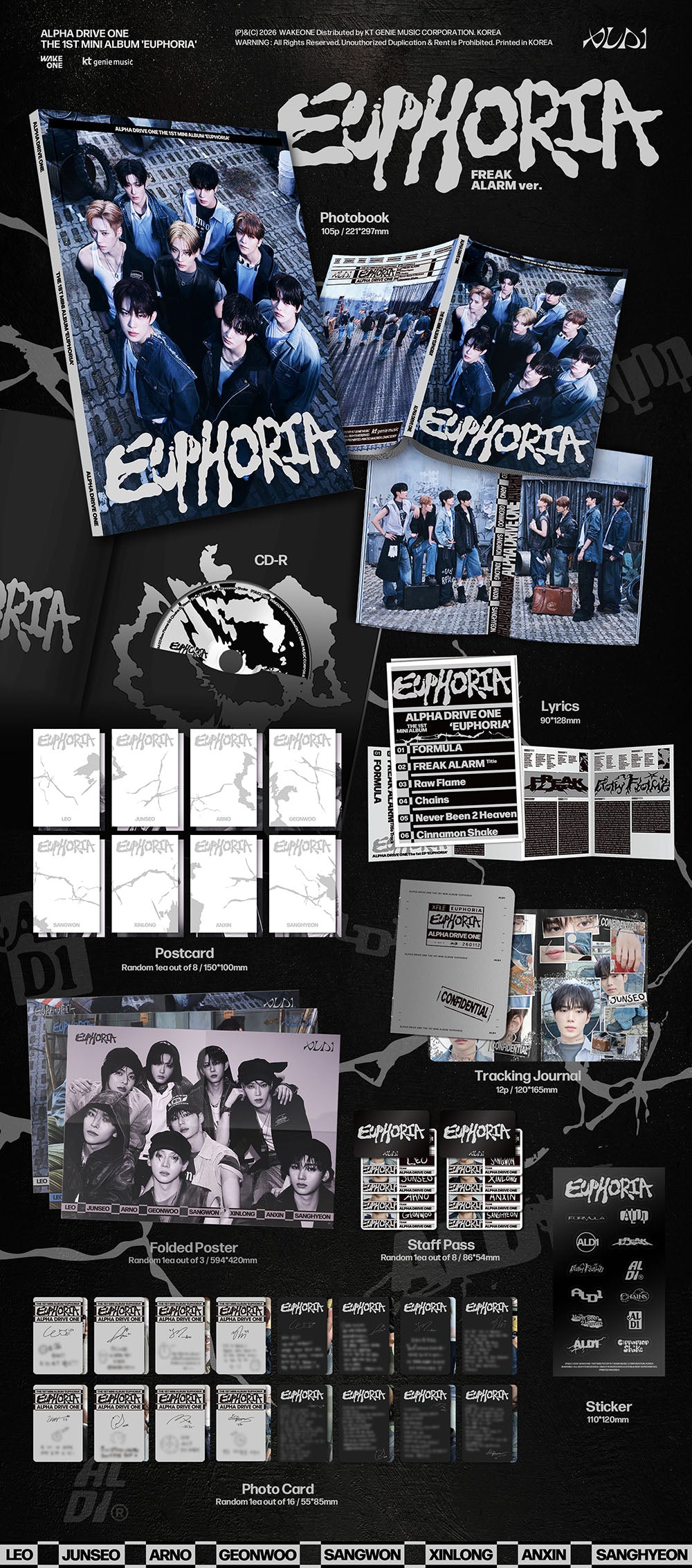 ALPHA DRIVE ONE - EUPHORIA [1st Mini Album - FREAK ALARM Ver.] - K
