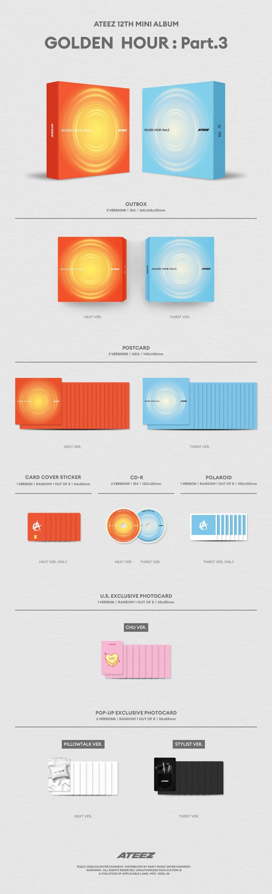 ATEEZ - GOLDEN HOUR : Part.3 [12th Mini Album - POP-UP Exclusive Ver.] gallery image 1