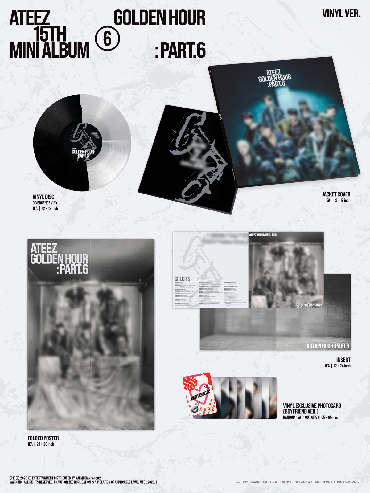 [PRE-ORDER] ATEEZ - GOLDEN HOUR : Part.6 [15th Mini Album - 82EVENT Exclusive Vinyl Ver.] gallery image 1