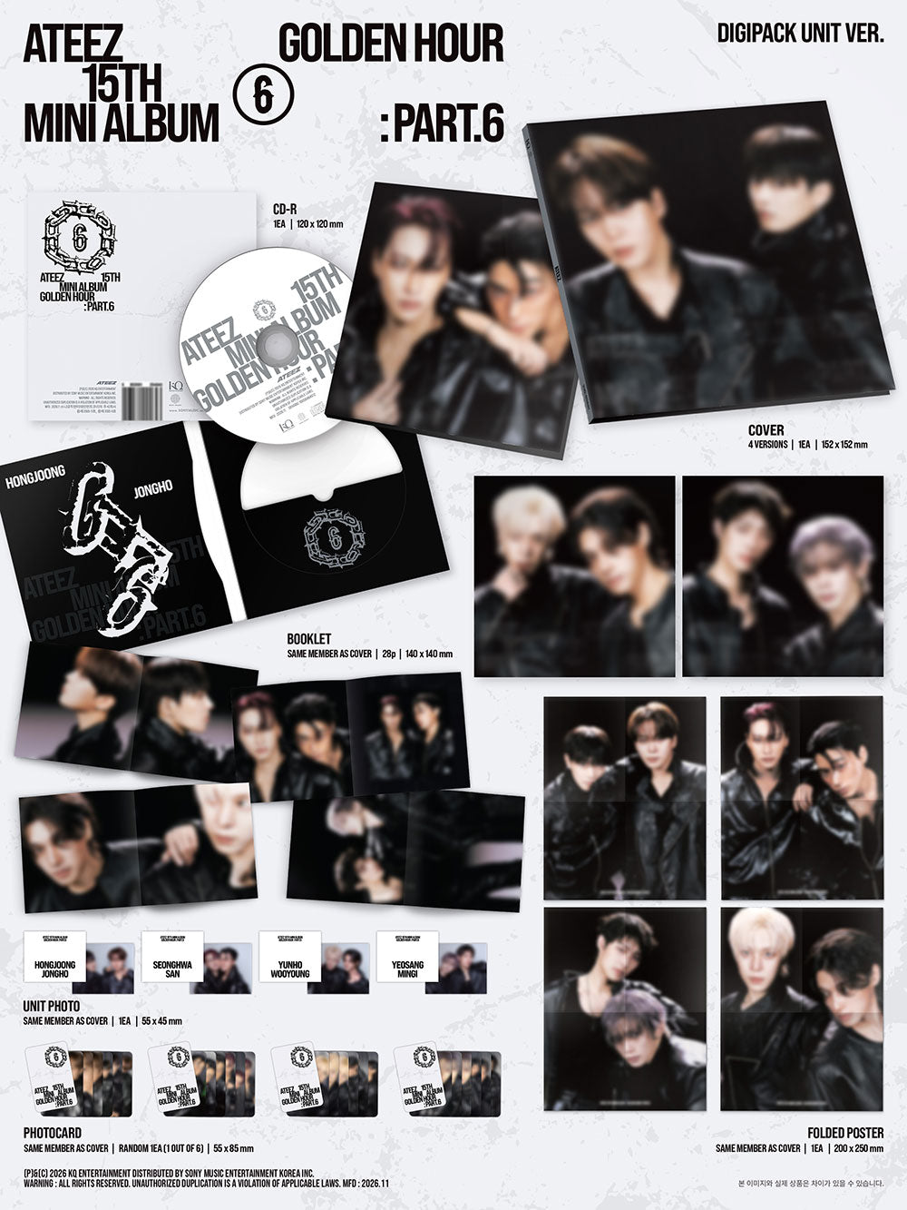 [PRE-ORDER] ATEEZ - GOLDEN HOUR : Part.6 [15th Mini Album - Digipack Unit Ver.] gallery image 1