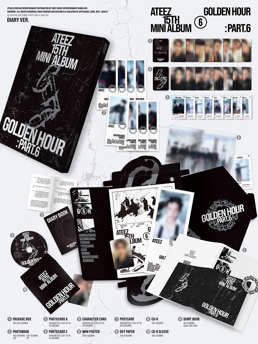 [PRE-ORDER] ATEEZ - GOLDEN HOUR : Part.6 [15th Mini Album] gallery image 2