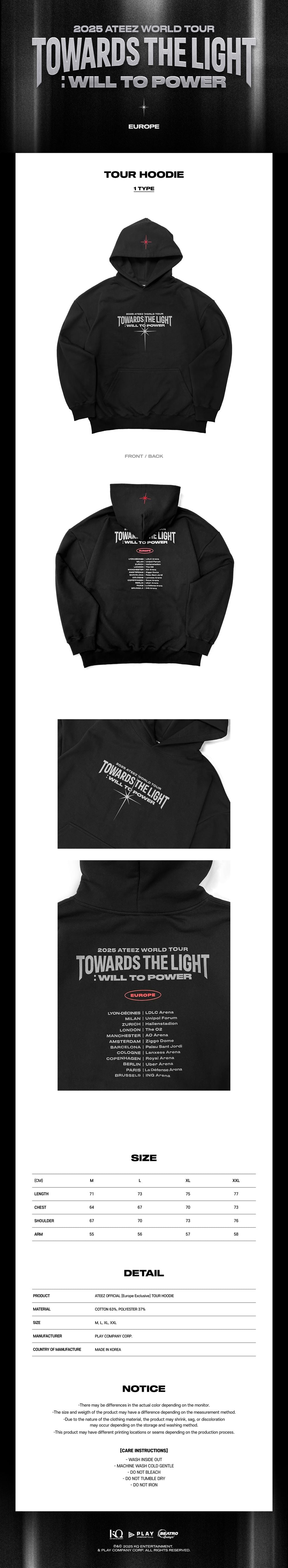 ATEEZ - Tour Hoodie [2025 World Tour 'TOWARDS THE LIGHT : WILL TO POWER' IN EUROPE POP-UP MD]