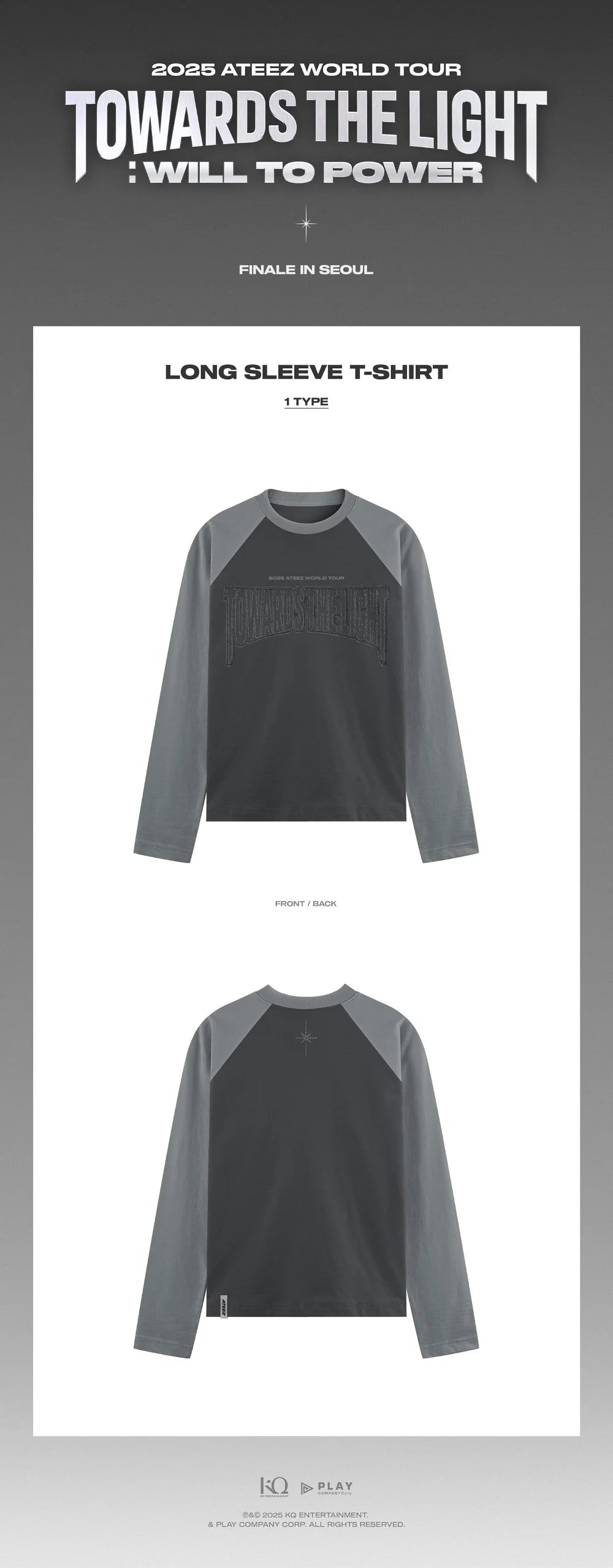 アイドル 2025 ATEEZ WORLD TOUR LONG T-SHIRT ATEEZ - Long Sleeve T-Shirt [2025 World Tour 'TOWARDS THE LIGHT