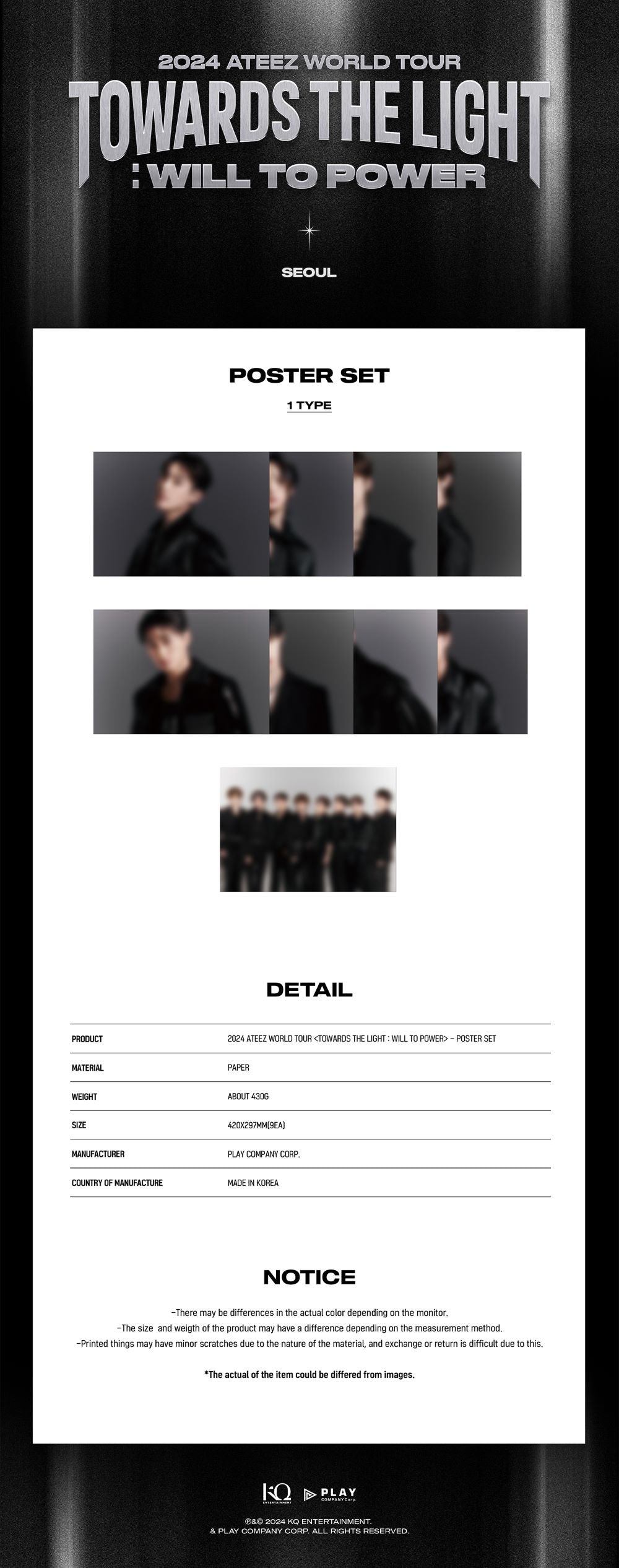 ATEEZ - Poster Set [2024 World Tour 'TOWARDS THE LIGHT : WILL TO POWER']