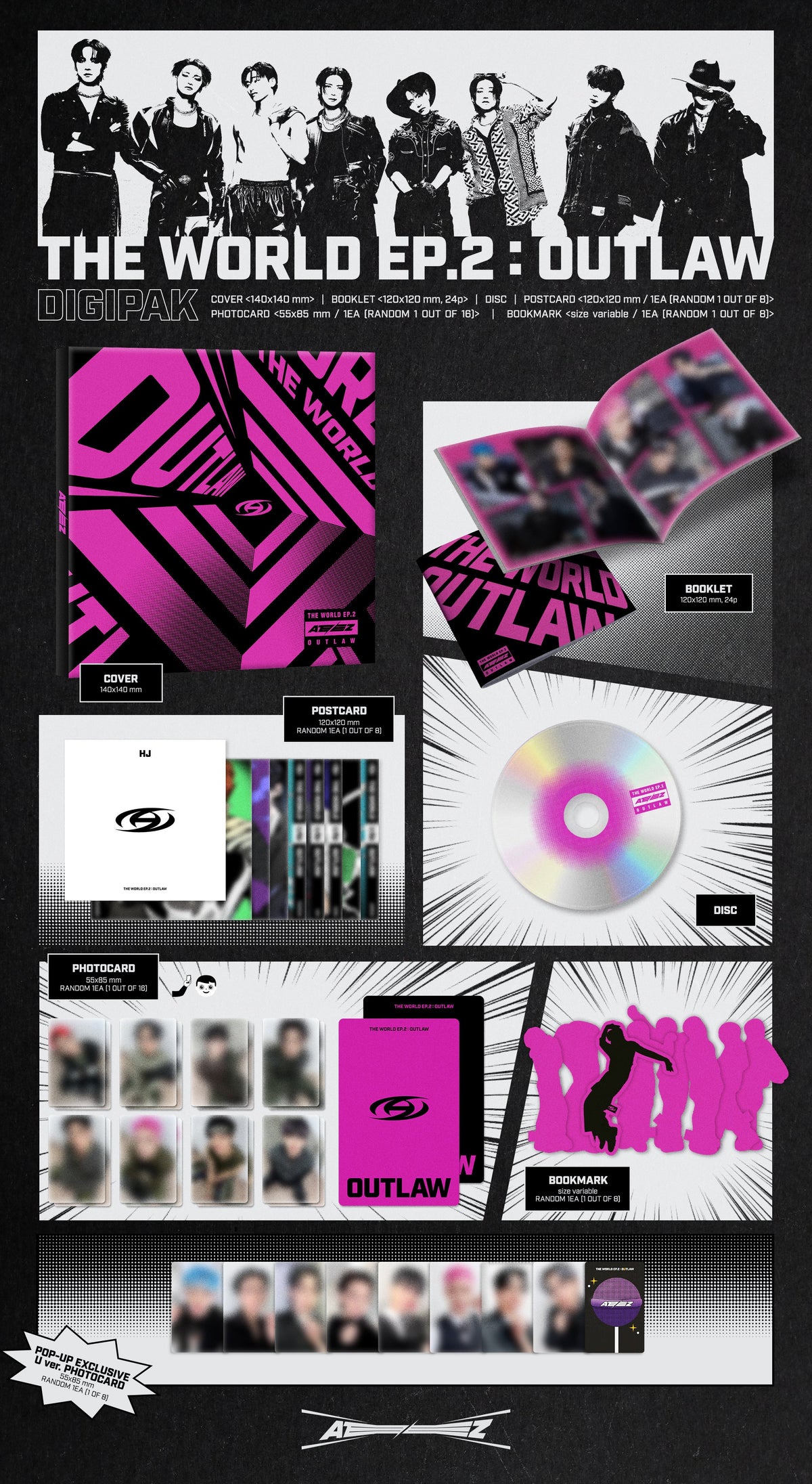 ATEEZ - THE WORLD EP.2 : OUTLAW [9th EP Album - Digipack POP-UP Ver.]