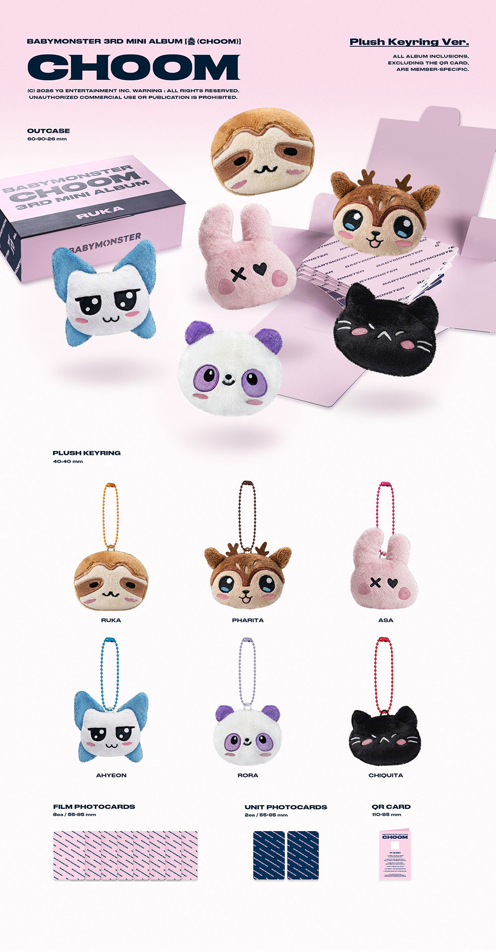 BABYMONSTER - CHOOM [3rd Mini Album - Plush Keyring Ver.]