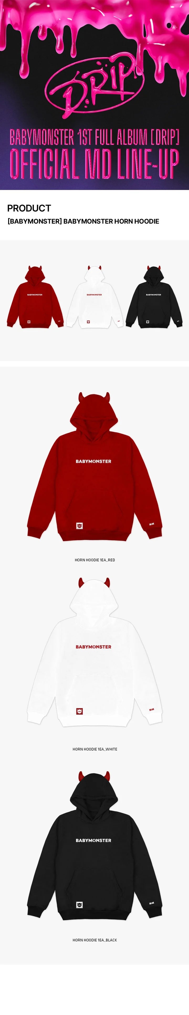 BABYMONSTER - Horn Hoodie [1st Full Album 'DRIP' Official MD] - K