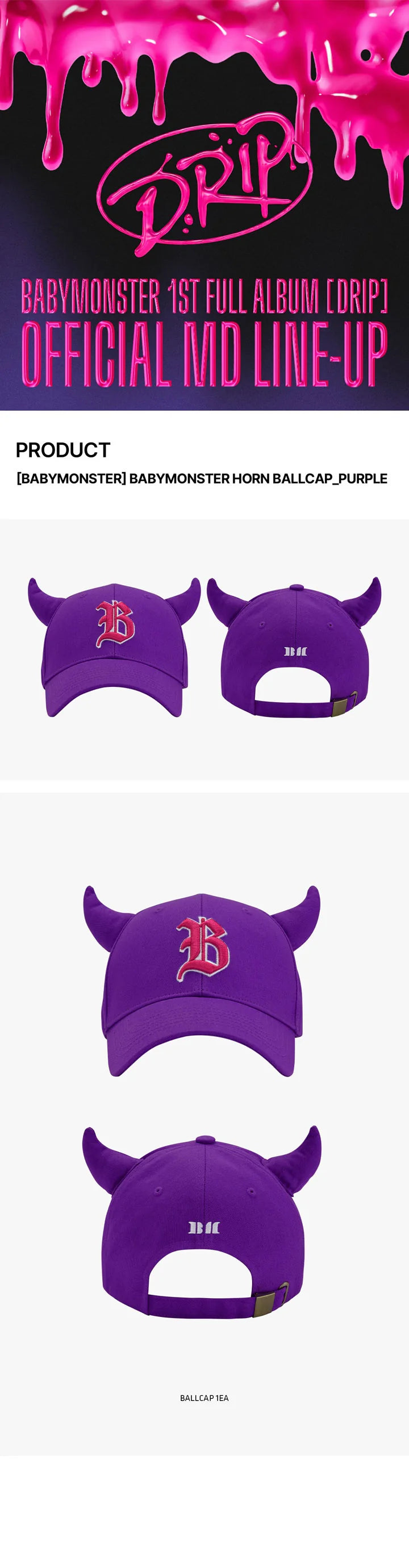 BABYMONSTER - Purple Horn Ball Cap [1st Full Album 'DRIP' Official