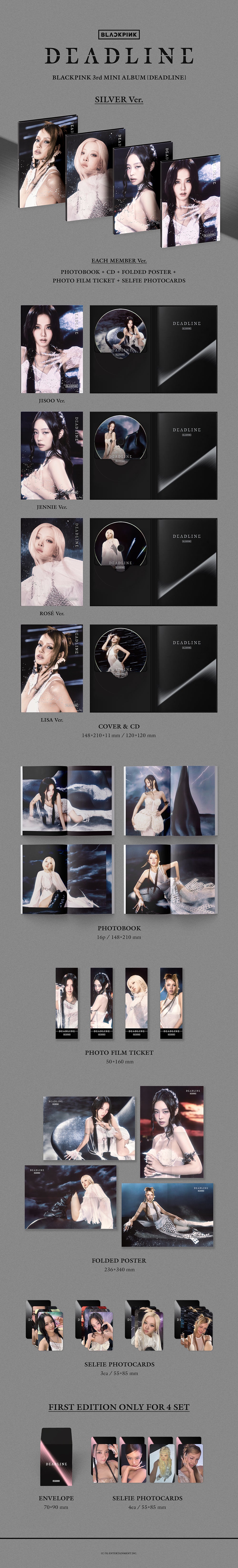 【未開封】BLACKPINK DEADLINE SILVER Ver.4種セット 4種セット特典付き》 3rd MINI ALBUM [DEADLINE] SILVER Ver.JISOO