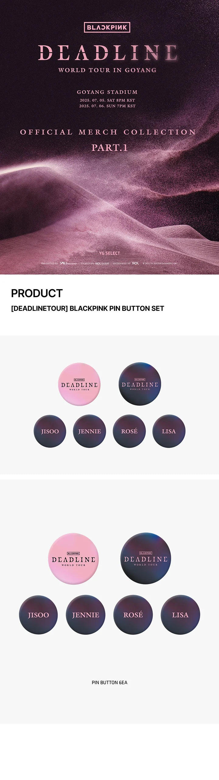 [PRE-ORDER] BLACKPINK - Pin Button Set ['DEADLINE' WORLD TOUR IN SEOUL Official MD]