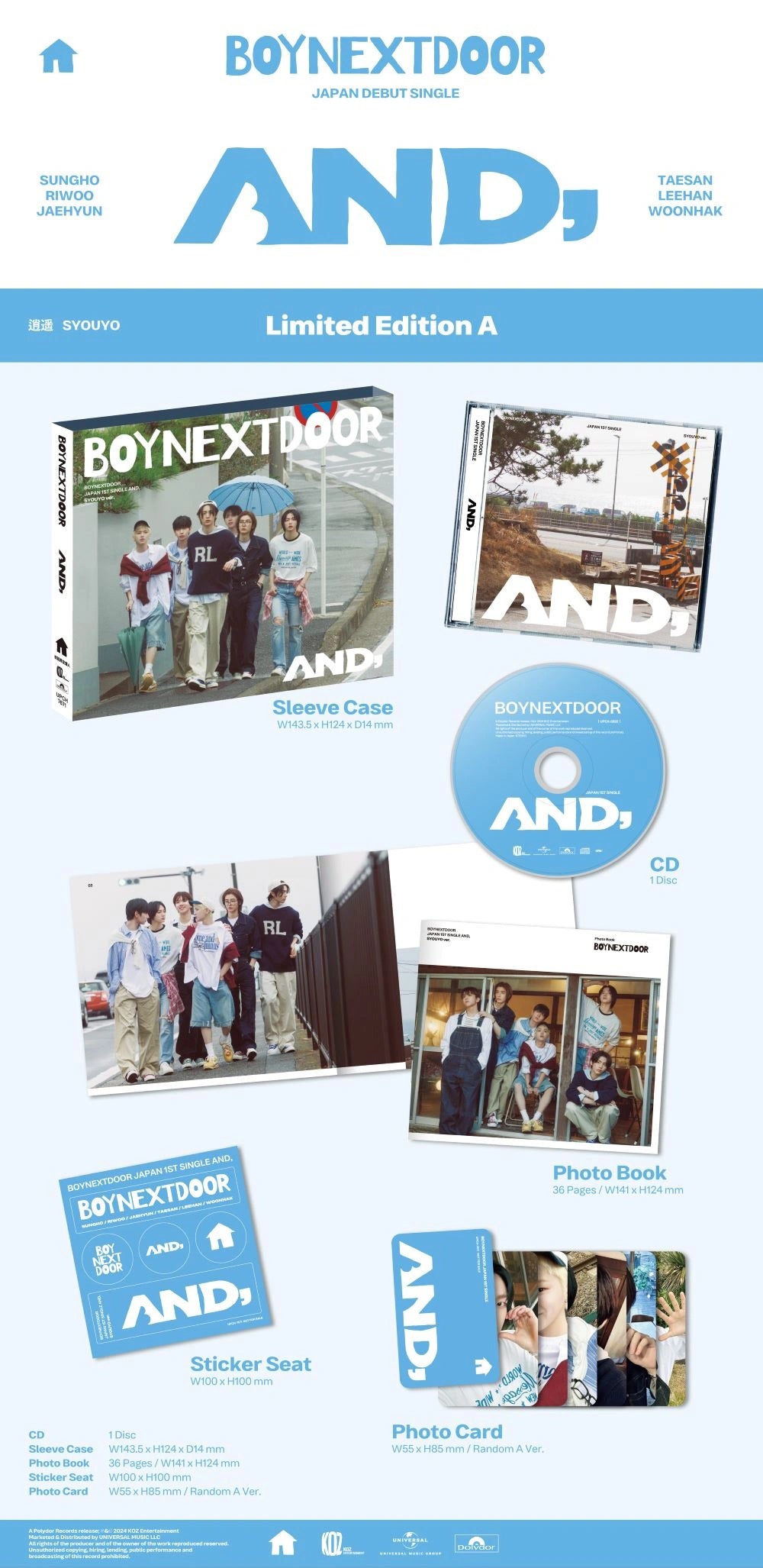 BOYNEXTDOOR - AND, [1st JP Single Album - Limited Edition A]