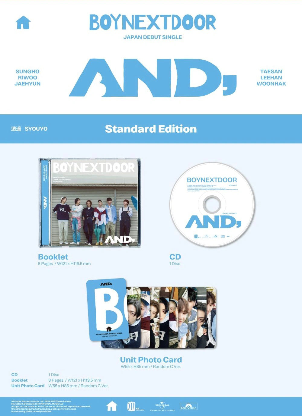 BOYNEXTDOOR - AND, [1st JP Single Album - Standard Edition]