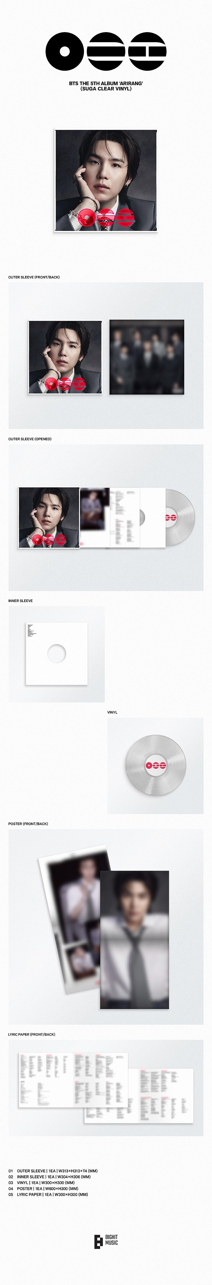 BTS ARIRANG Standard Vinyl 　SUGA Amazon.com: (STANDARD) BTS ARIRANG 5th Album (VINYL - GROUP Ver.+