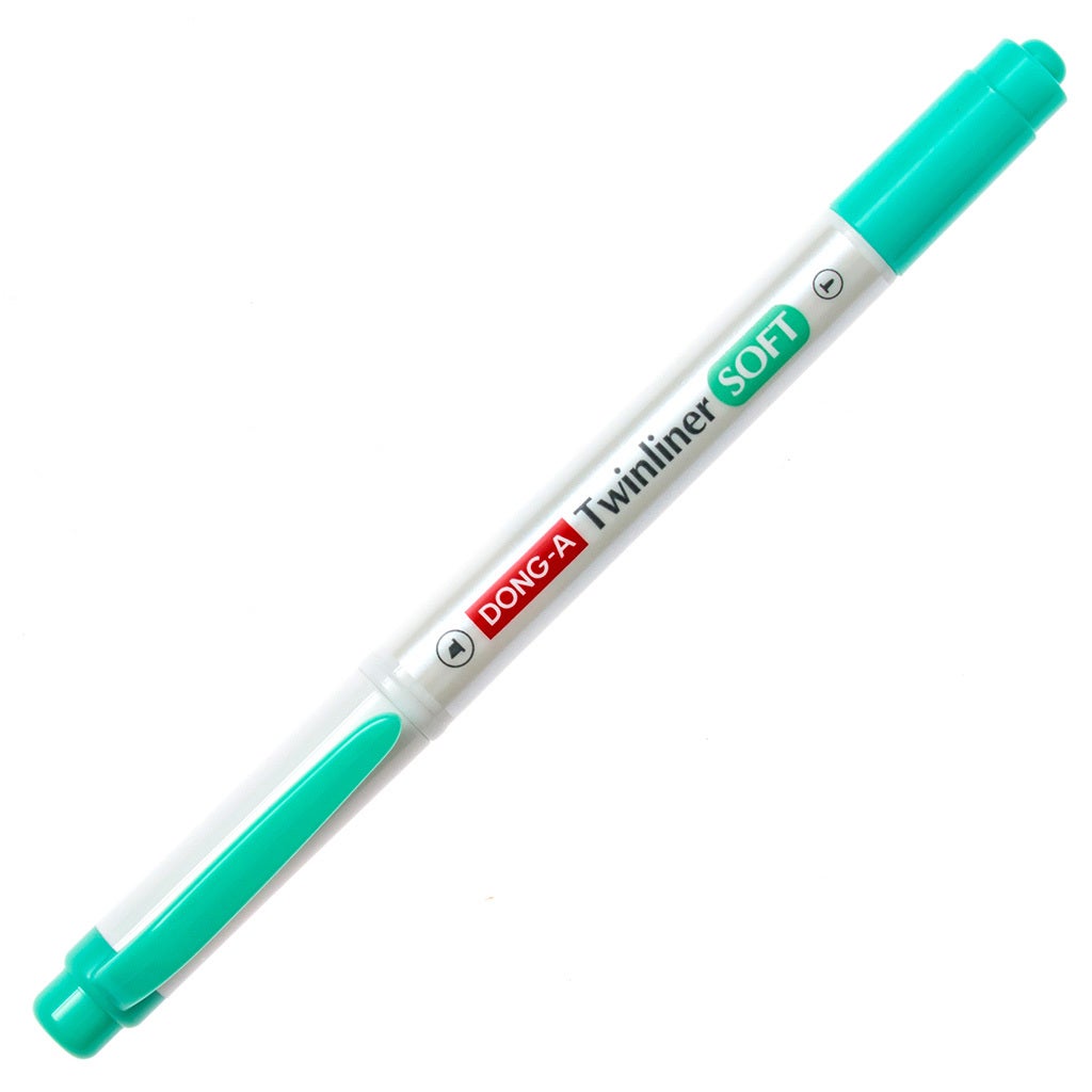 DONG-A Twinliner Double-Sided Highlighter - Emerald Green product image capped