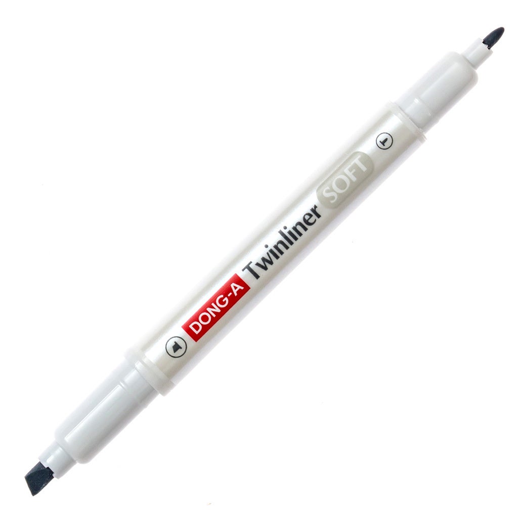 DONG-A Twinliner Double-Sided Highlighter - Light Gray product image uncapped