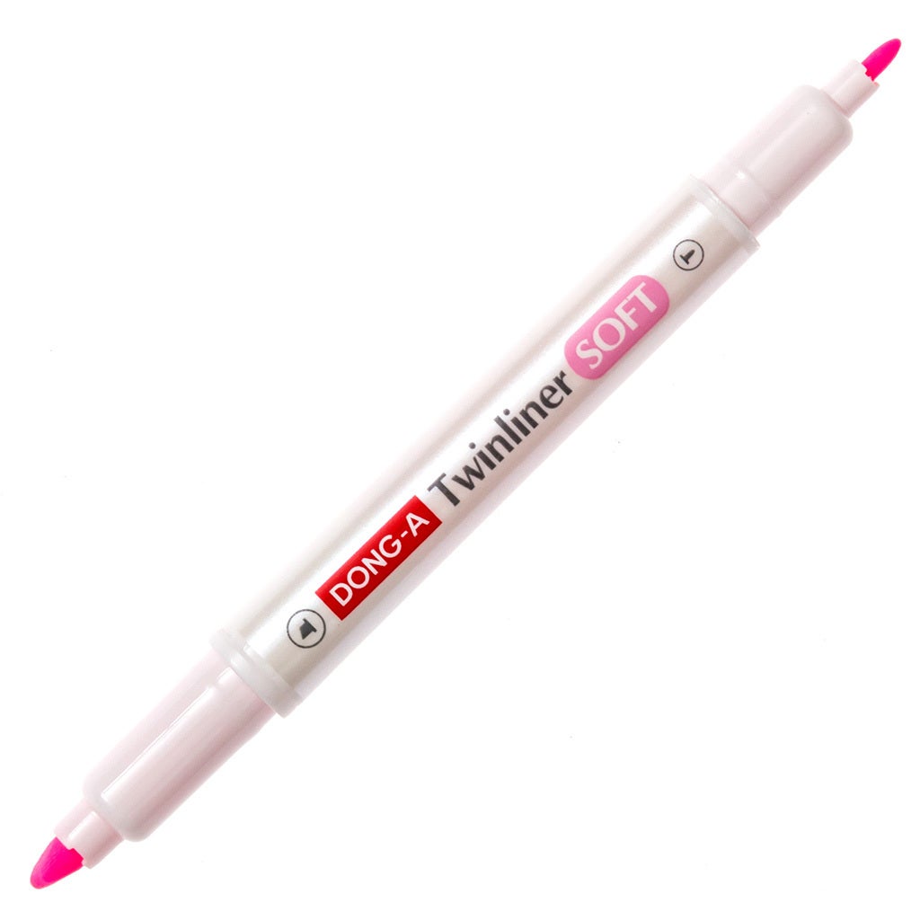 DONG-A Twinliner Double-Sided Highlighter - Pink product image uncapped