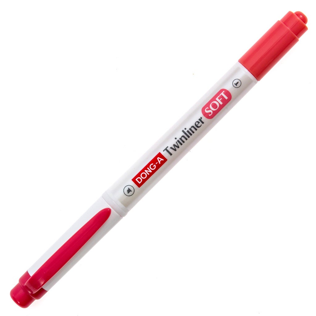 DONG-A Twinliner Double-Sided Highlighter - Red product image capped