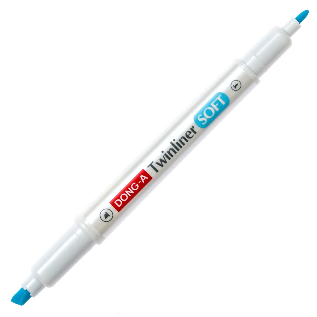 DONG-A Twinliner Double-Sided Highlighter - Sky Blue product image uncapped