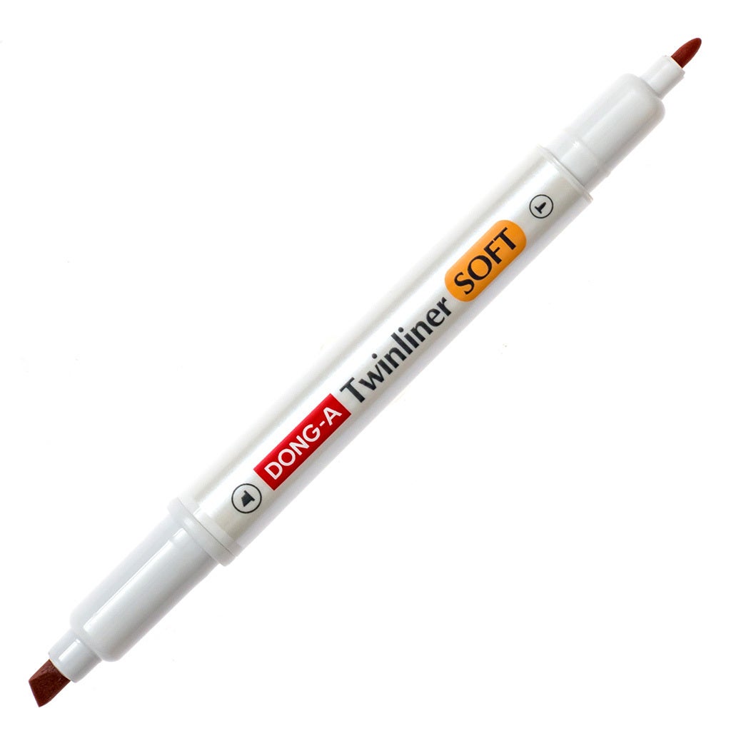 DONG-A Twinliner Double-Sided Highlighter - Vermilion product image uncapped