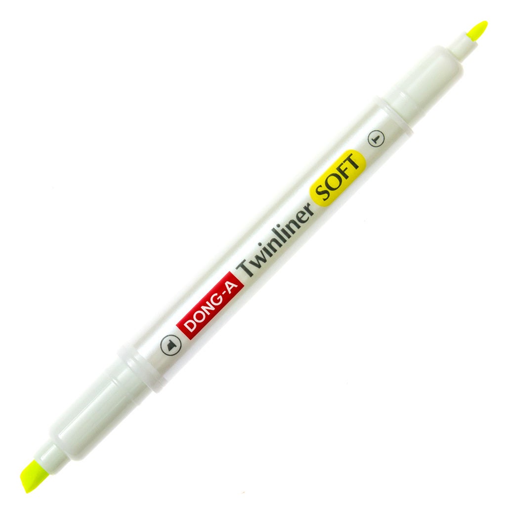 DONG-A Twinliner Double-Sided Highlighter - Yellow product image uncapped