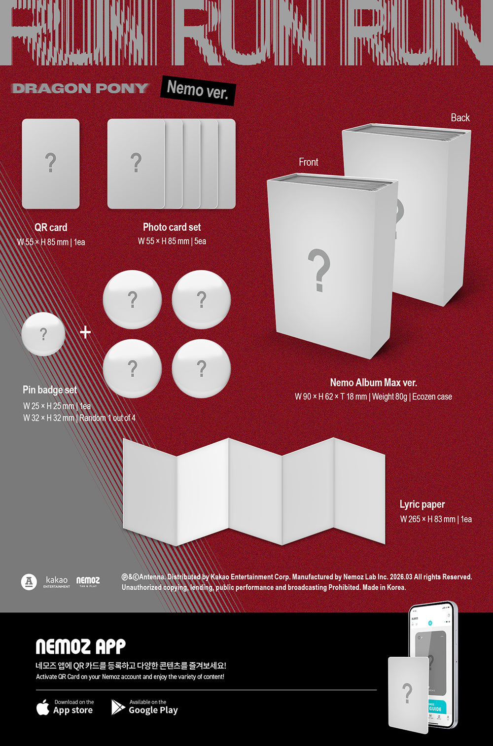 [PRE-ORDER] Dragon Pony - RUN RUN RUN [3rd EP Album - NEMO Ver.]