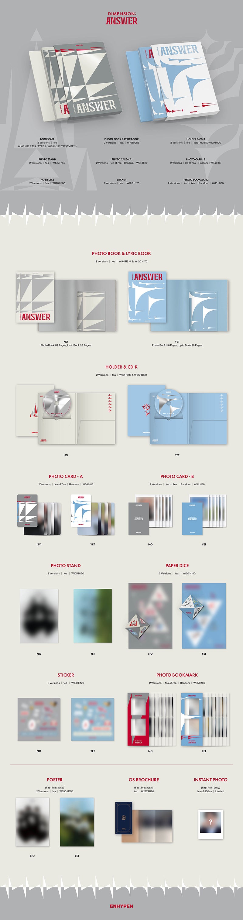 Album ENHYPEN DIMENSION:ANSWER (YET Ver.) - CD + Photo Book + Card Random, Edizione Coreana - Foto 7