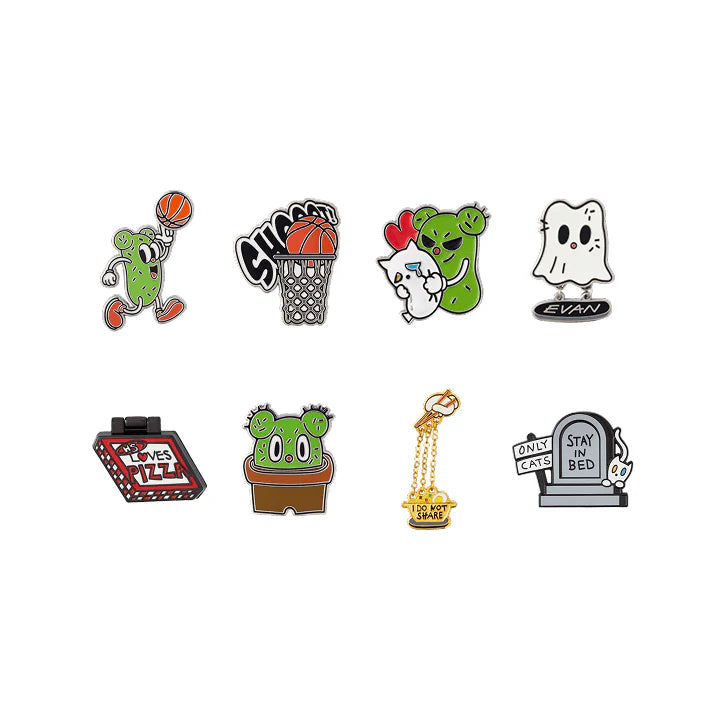 ENHYPEN EVANS Cactus and Cat Badge Collection by HEESEUNG Artist Made Collection Official MD - main image