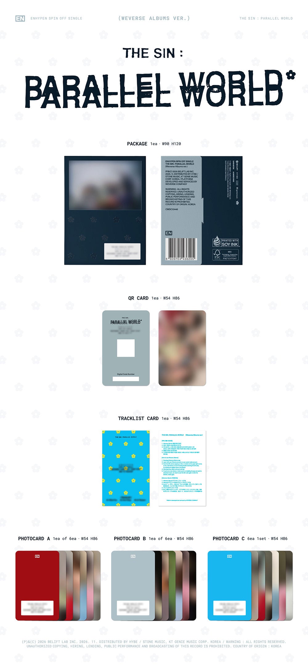 [PRE-ORDER] ENHYPEN - THE SIN : PARALLEL WORLD [1st Single Album - Weverse Ver.] gallery image 1