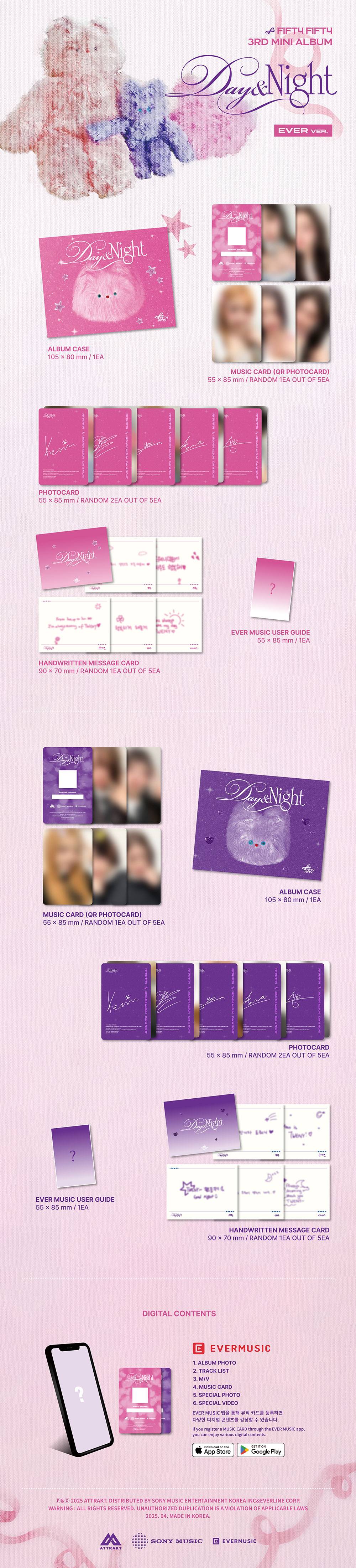K-POP・アジア FIFTY FIFTY 3rd & 4th Mini Album Set FIFTY FIFTY - Day & Night [3rd Mini Album - EVER Ver.] - K PLACE
