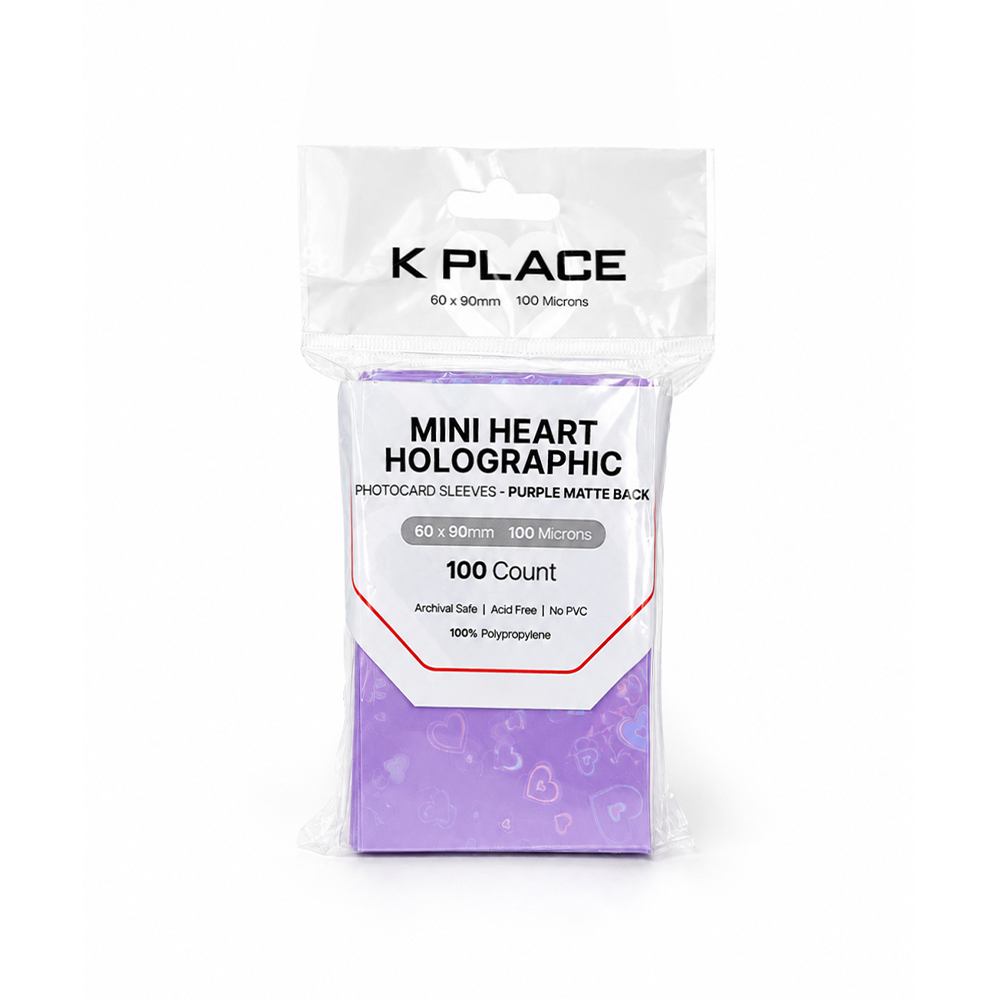 Heart Holographic Photocard Sleeves Purple Matte Back 60 × 90mm 100 Microns 100 Count - Main Image 2