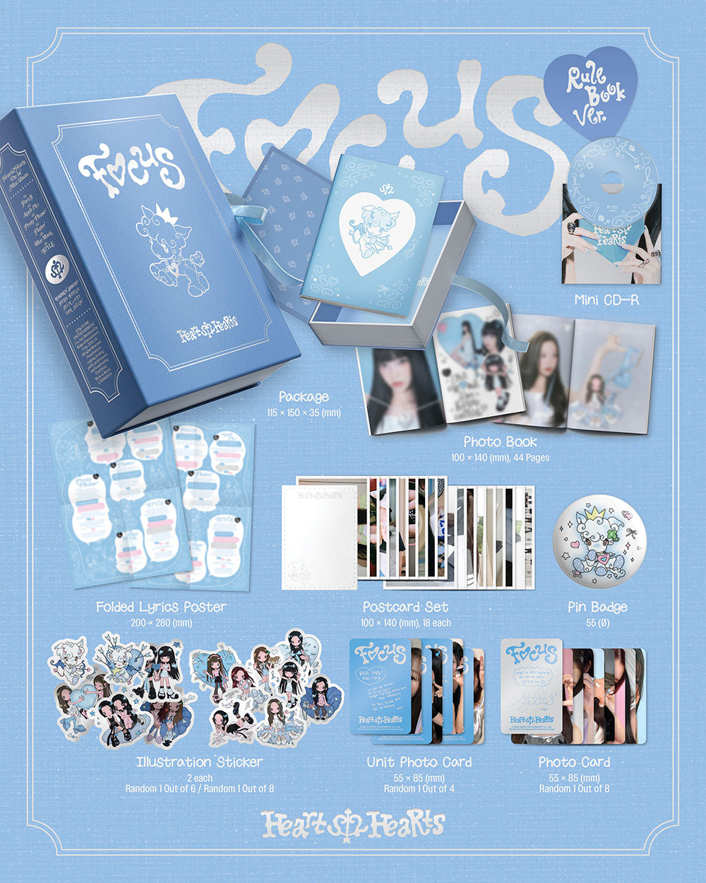 [PRE-ORDER] Hearts2Hearts - FOCUS [1st Mini Album - Rule Book Ver.]