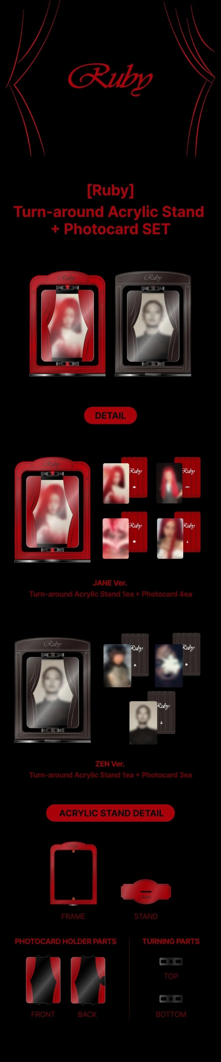 JENNIE - Turn-around Acrylic Stand + Photocard Set [Ruby