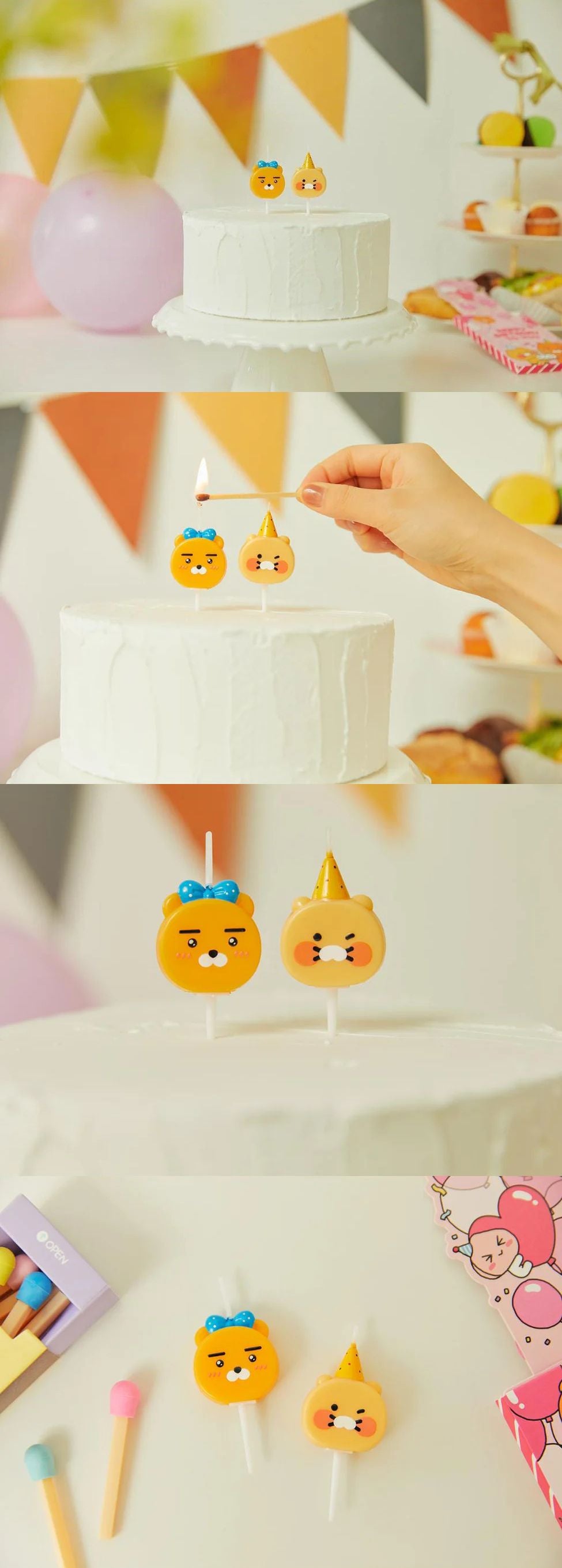 Kakao Friends - Bling Party 2P Face Candles [Ryan & Choonsik]