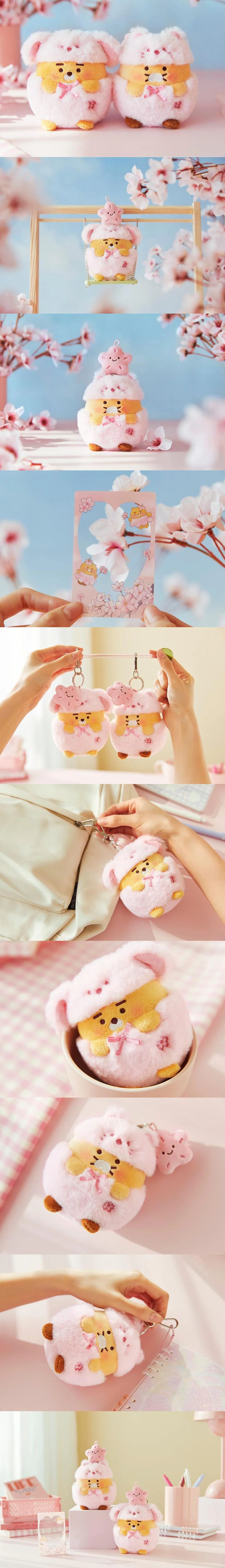 Kakao Friends - Pink Blossom Plush Keyring & Photocard Set