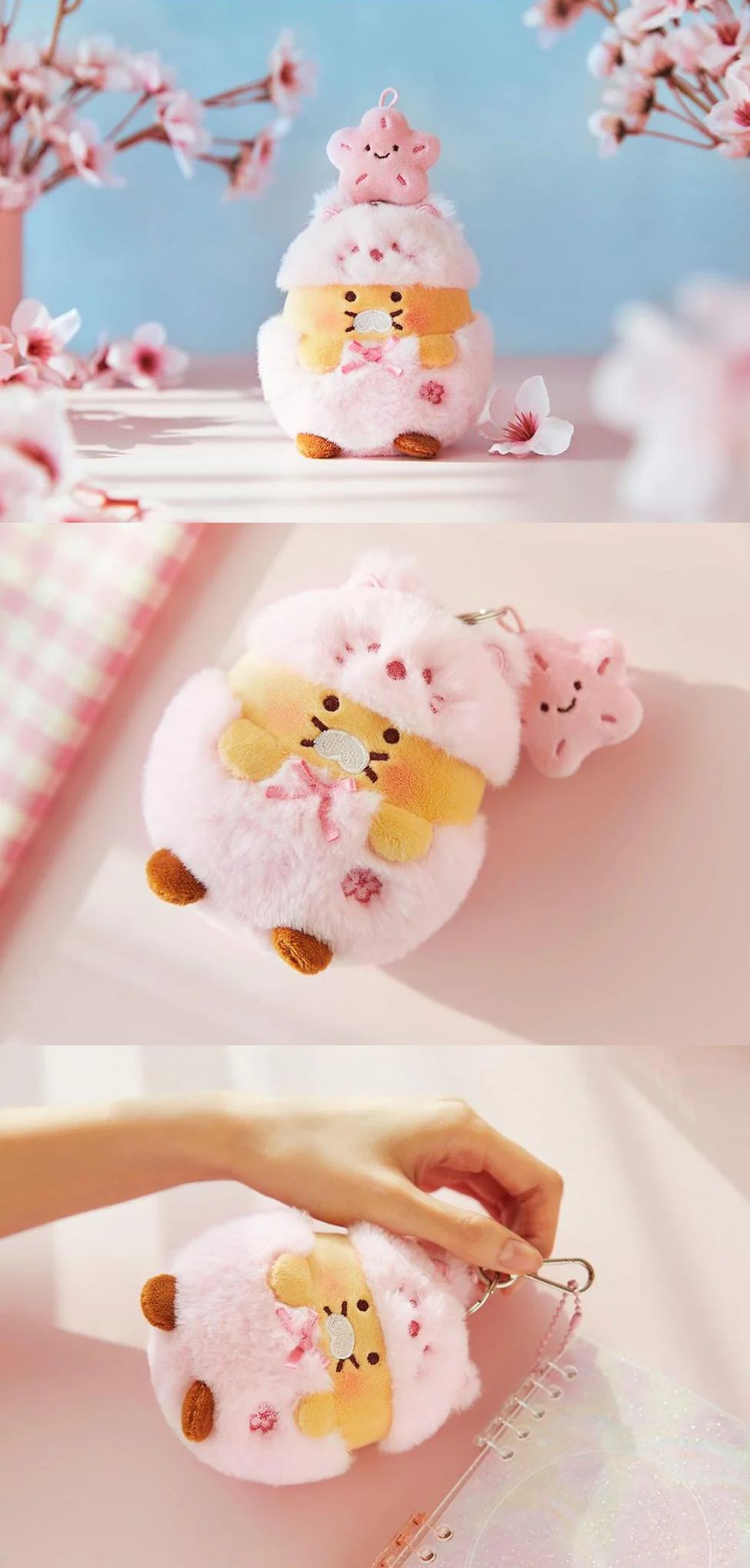 Kakao Friends - Pink Blossom Plush Keyring [Choonsik]
