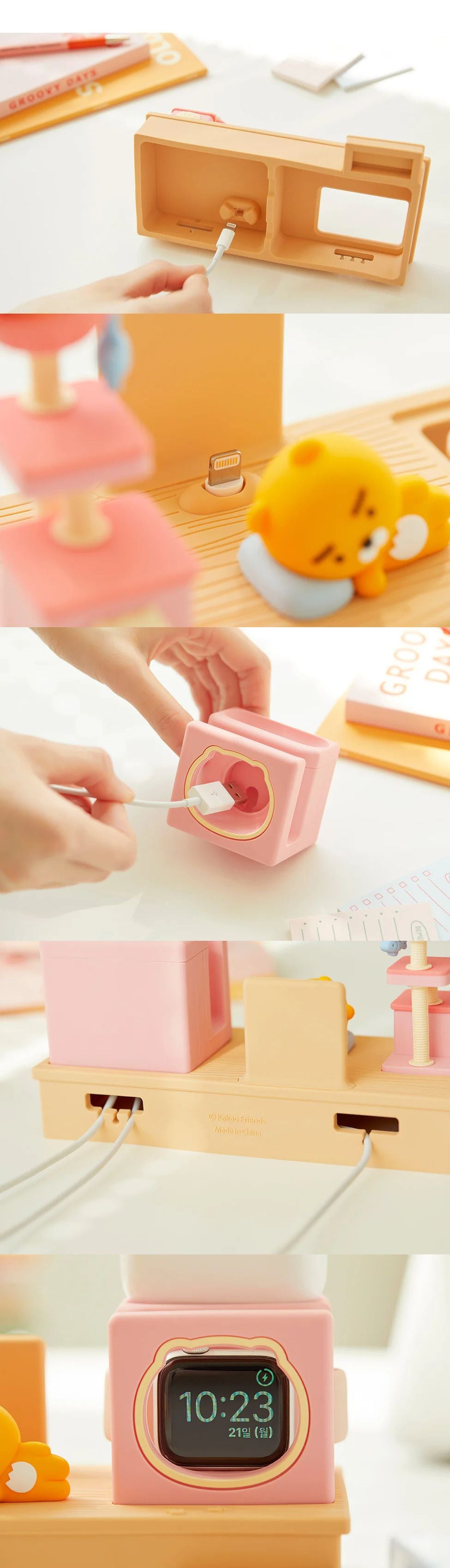 カカオフレンズ 3in1高速充電スタンド_ライアン Kakao Friends - Triple Apple Charging Stand [Ryan & Choonsik