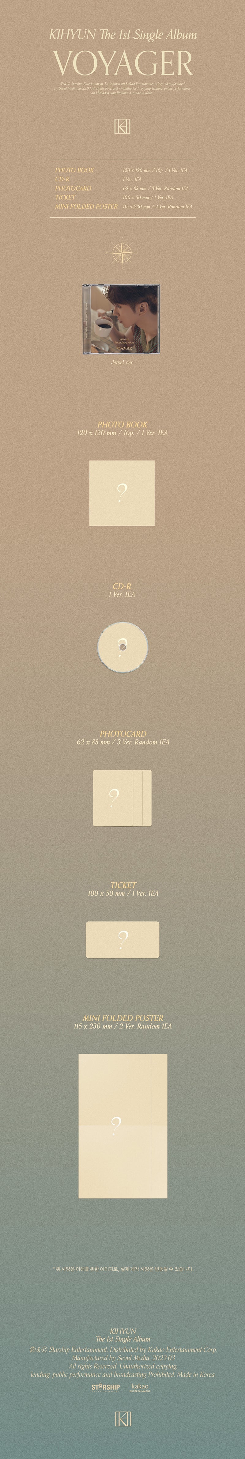 KIHYUN - VOYAGER [1st Single Album - Jewel Case Ver.]