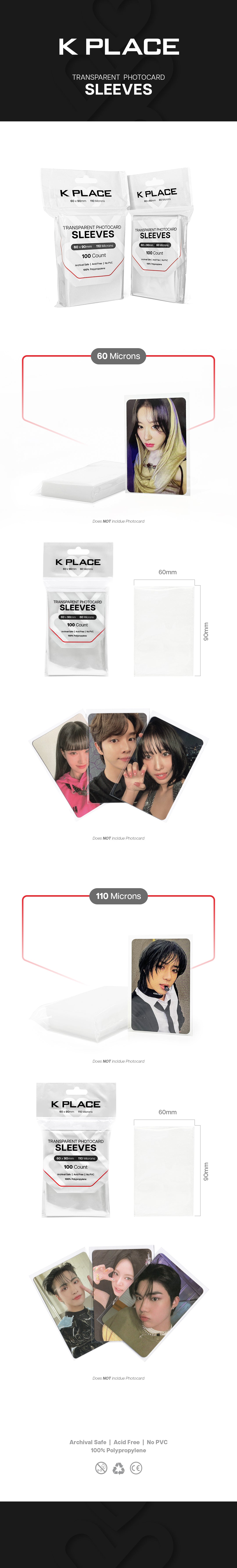 Transparent Photocard Sleeves, 60 x 90mm, 60 Microns [100 Count]