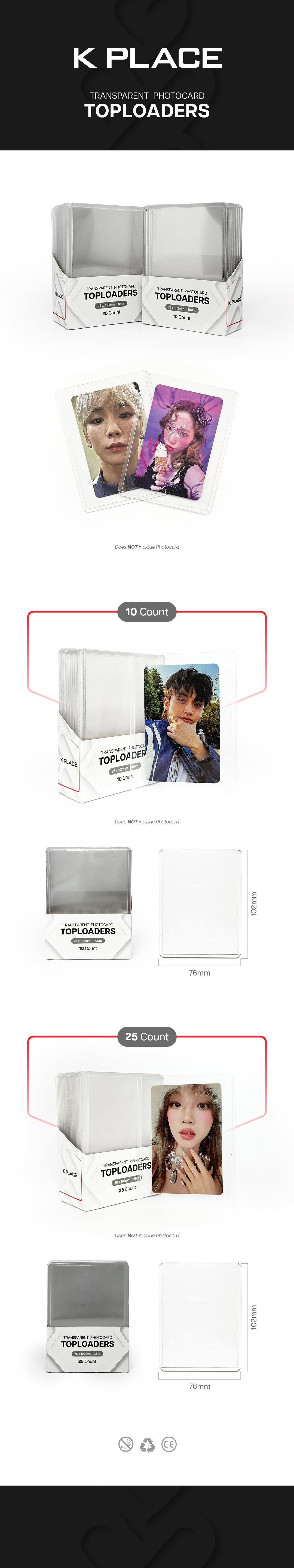 Transparent Photocard Toploaders, 76 x 102mm, 35pt [25 Count]