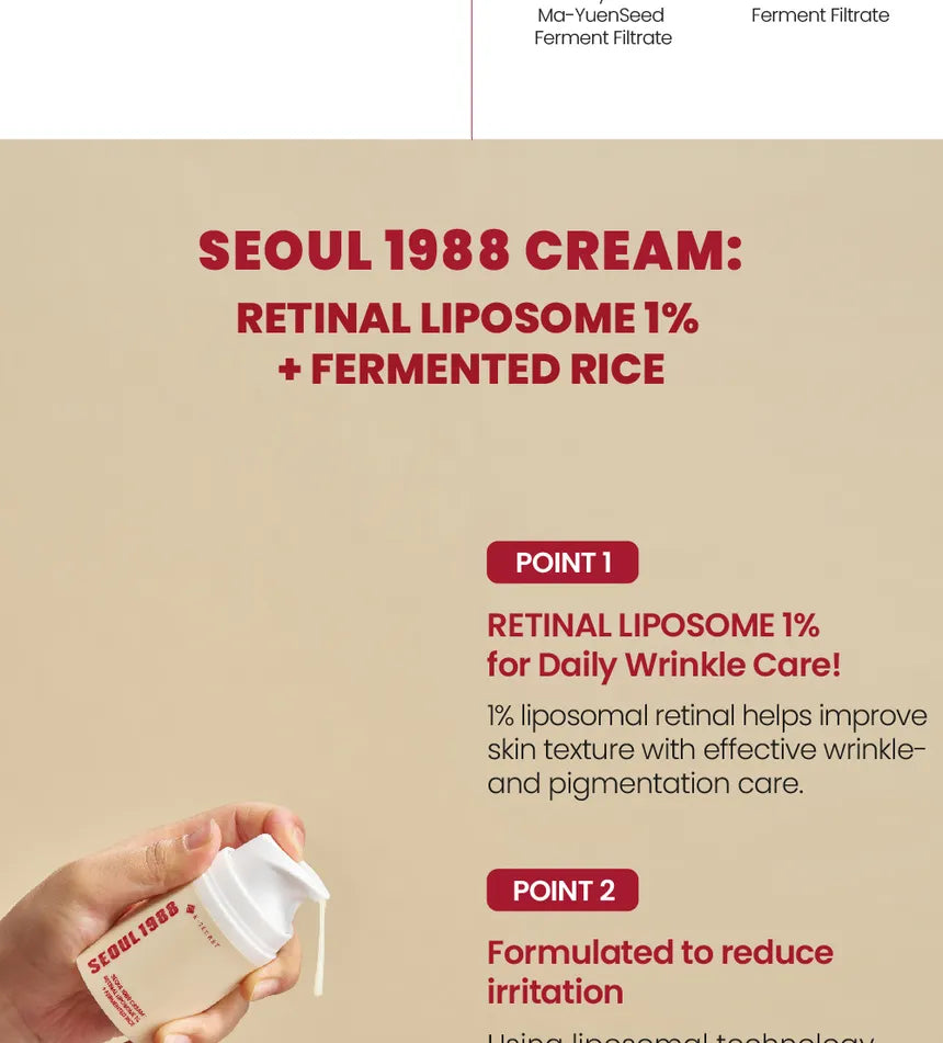 KSECRET - SEOUL 1988 Cream : Retinal Lipsome 1% + Fermented Rice gallery image 8