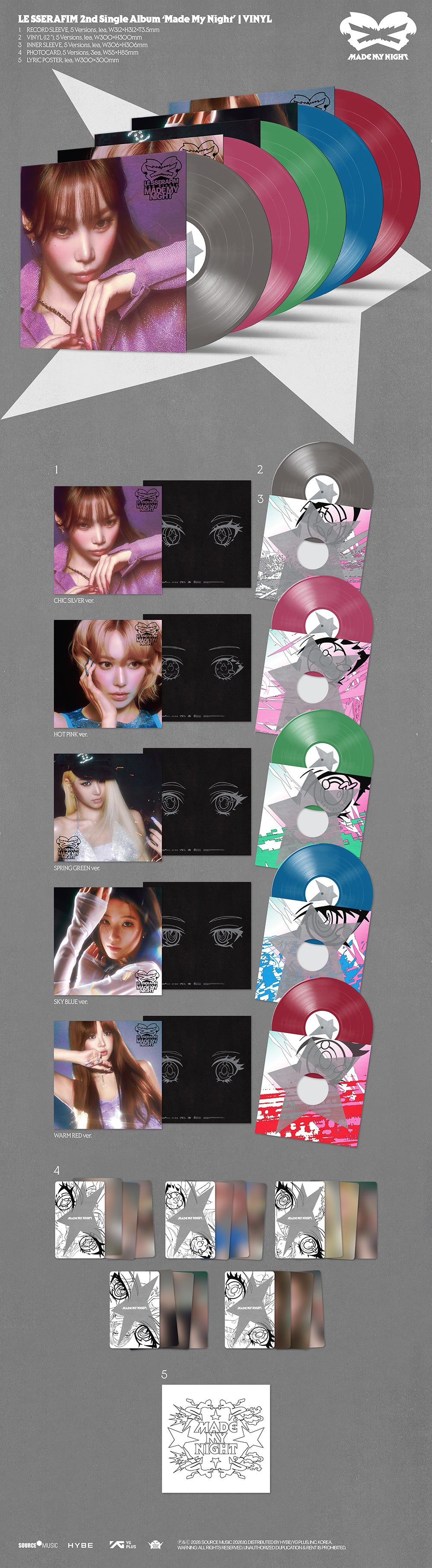 [PRE-ORDER] LE SSERAFIM - Made My Night [2nd Single Album - Vinyl Ver.] gallery image 1