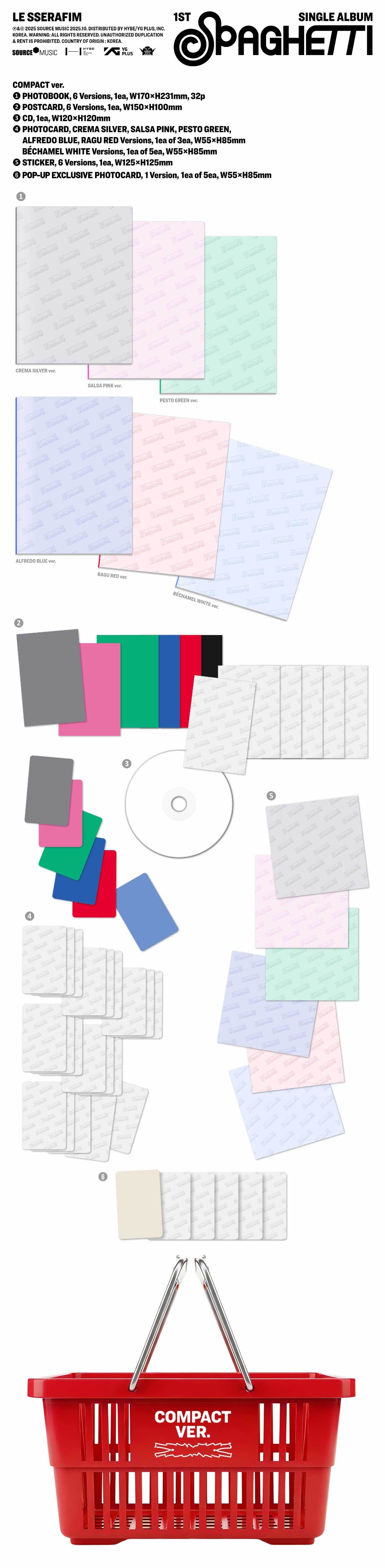[PRE-ORDER] LE SSERAFIM - SPAGHETTI [1st Single Album - COMPACT POP-UP Ver.]